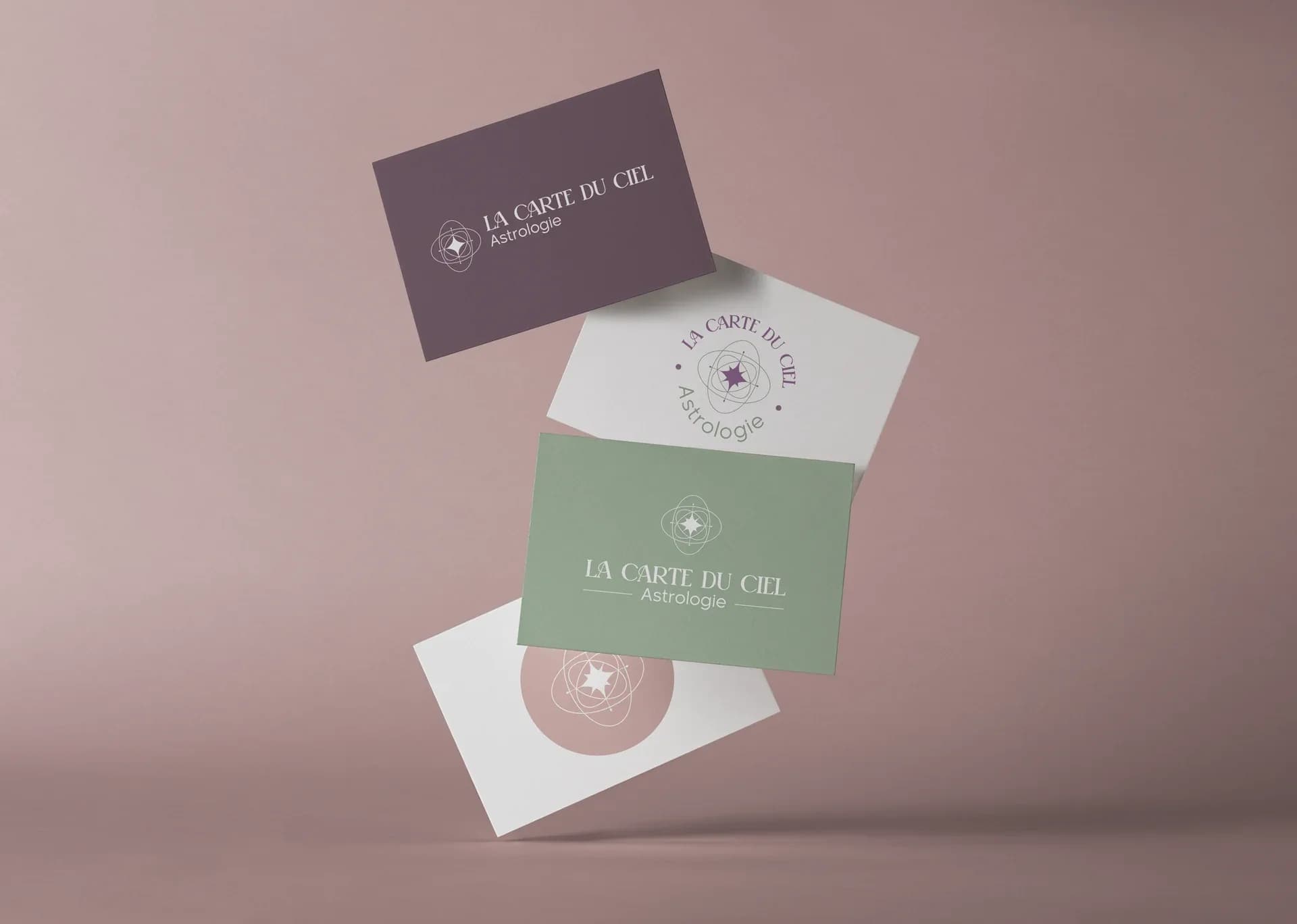 Identité visuelle La Carte du Ciel : cartes de visite et porte-clés